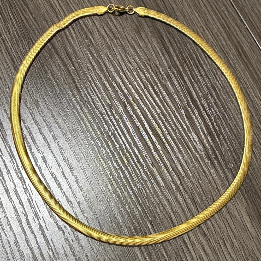 Gold Herringbone Chain Necklace - Women's Jewelry